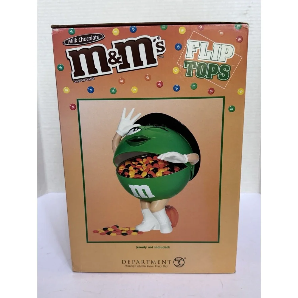 **EXTREMELY RARE!** VTG DEPARTMENT 56 BRAND NEW SEAL M&M's Green‎ Witch Flip Top